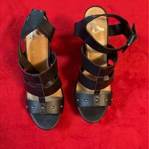 Black Strappy Sandals by Report